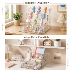 Cosmetic Storage Box with Drawers, 3-Tier Perfume Display Organizer for Vanity, Dressing Table and Bathroom Use, for Skincare, Beauty Products and Small Jewelry Storage