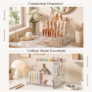 Cosmetic Storage Box with Drawers, 3-Tier Perfume Display Organizer for Vanity, Dressing Table and Bathroom Use, for Skincare, Beauty Products and Small Jewelry Storage