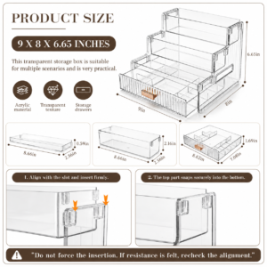 Cosmetic Storage Box with Drawers, 3-Tier Perfume Display Organizer for Vanity, Dressing Table and Bathroom Use, for Skincare, Beauty Products and Small Jewelry Storage
