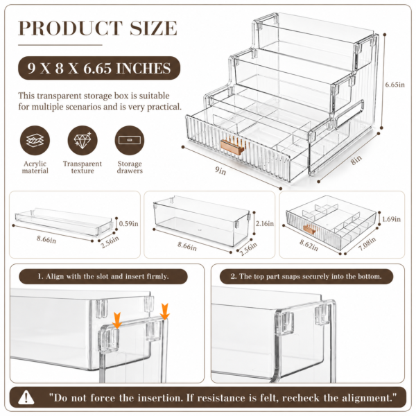 Cosmetic Storage Box with Drawers, 3-Tier Perfume Display Organizer for Vanity, Dressing Table and Bathroom Use, for Skincare, Beauty Products and Small Jewelry Storage