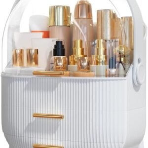 Makeup Organizer Skincare Organizers - Cosmetic Display Cases with Transparent Cover, SkinCare Organizers for Bathroom Countertop, Bedroom Vanity Desk, Lipstick Organizer, White