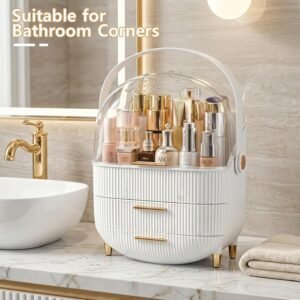 Makeup Organizer Skincare Organizers - Cosmetic Display Cases with Transparent Cover, SkinCare Organizers for Bathroom Countertop, Bedroom Vanity Desk, Lipstick Organizer, White