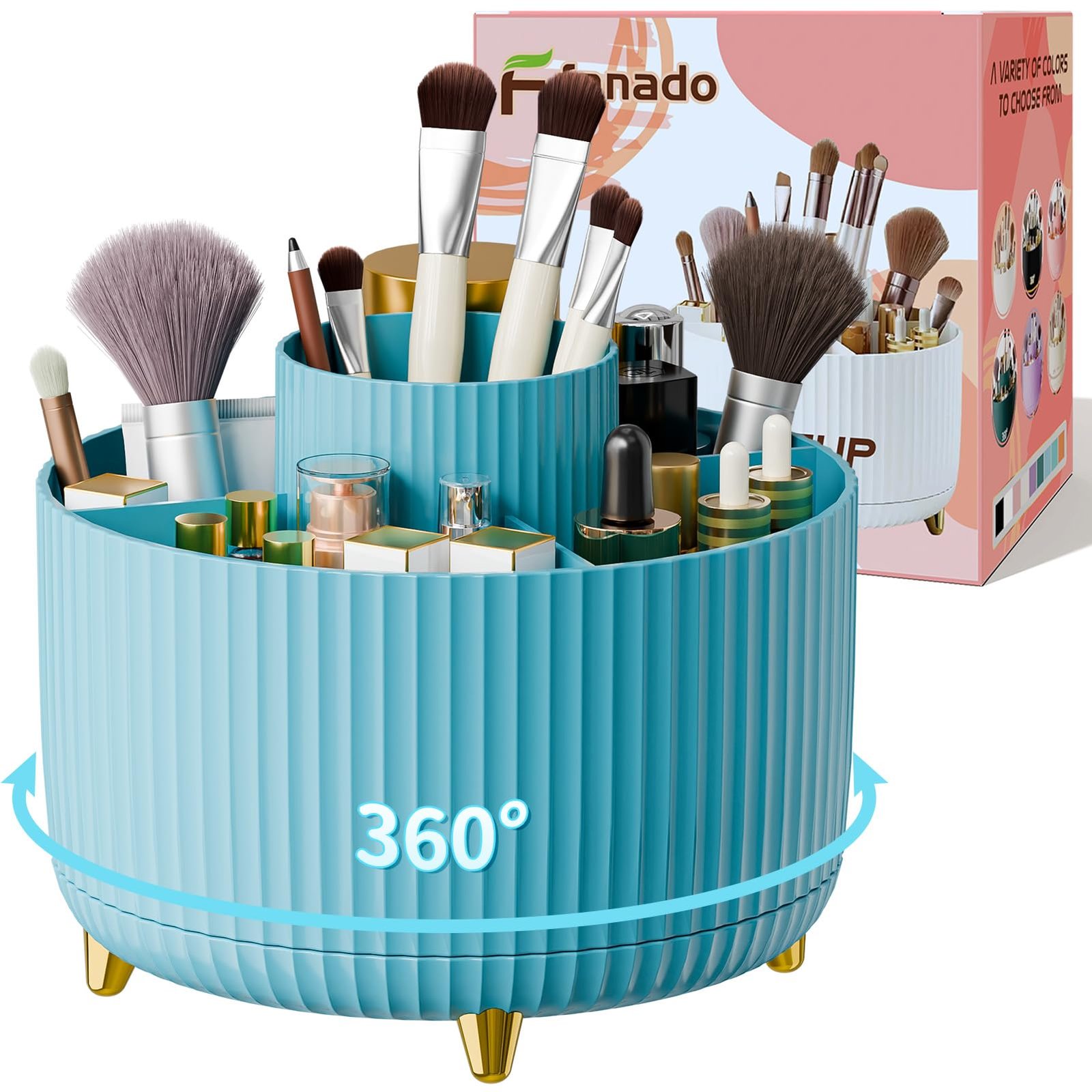 360° Rotate Makeup Brush Holder Organizer, Makeup Organizers Countertop, Makeup organization and Skincare Storage for Vanity, Desktop, Bathroom (White) - Image 11