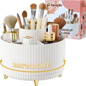 71HMNx104NL._AC_SL1500 360° Rotate Makeup Brush Holder Organizer, Makeup Organizers Countertop, Makeup organization and Skincare Storage for Vanity, Desktop, Bathroom (White)