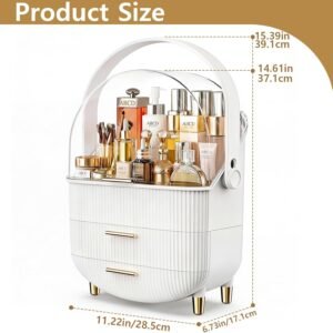 Makeup Organizer Skincare Organizers - Cosmetic Display Cases with Transparent Cover, SkinCare Organizers for Bathroom Countertop, Bedroom Vanity Desk, Lipstick Organizer, White