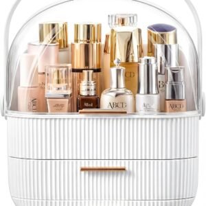 Makeup Organizer Skincare Organizers - Cosmetic Display Cases with Transparent Cover, SkinCare Organizers for Bathroom Countertop, Bedroom Vanity Desk, Lipstick Organizer, White
