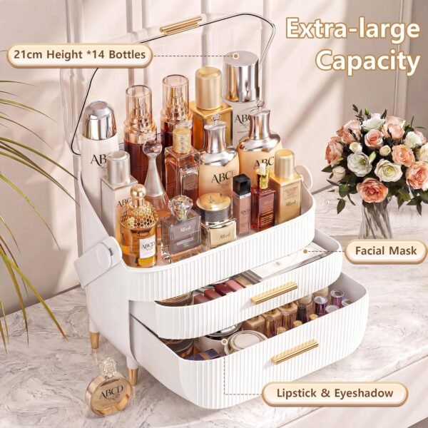 Makeup Organizer Skincare Organizers - Cosmetic Display Cases with Transparent Cover, SkinCare Organizers for Bathroom Countertop, Bedroom Vanity Desk, Lipstick Organizer, White