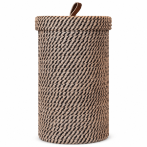Handmade Woven Toilet Paper Holder with Lid, Freestanding Bathroom Storage Basket for 3 Mega Rolls, Cotton Rope Organizer