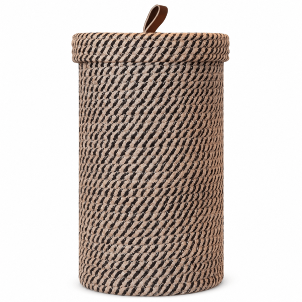 Handmade Woven Toilet Paper Holder with Lid, Freestanding Bathroom Storage Basket for 3 Mega Rolls, Cotton Rope Organizer