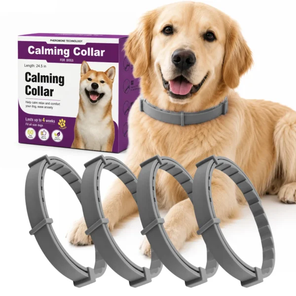 Dog Calming Collar 4 Pack, Adjustable Pheromone Calming Collars for Dogs, Waterproof Anxiety Relief Collar, Long Lasting 60 Days, Fits Small Medium and Large Dogs