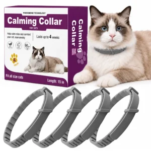 Cat Calming Collar 4 Pack, Adjustable Pheromone Calming Collars for Cats, Waterproof Anxiety Relief Collar for Stress, Breakaway Design, Fits Cats, Small Dogs and Puppies