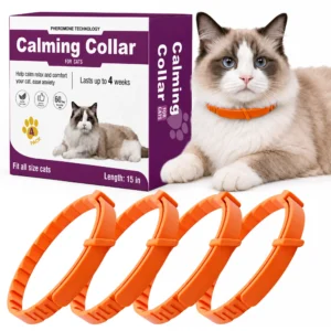 Cat Calming Collar 4 Pack, Adjustable Pheromone Calming Collars for Cats, Waterproof Anxiety Relief Collar for Stress, Breakaway Design, Fits Cats, Small Dogs and Puppies