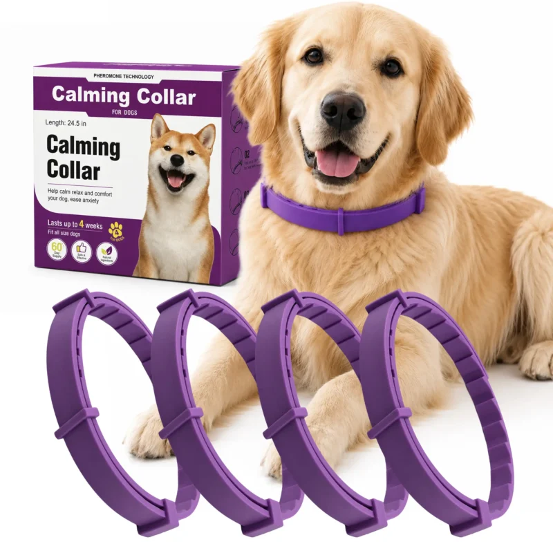 Dog Calming Collar 4 Pack, Adjustable Pheromone Calming Collars for Dogs, Waterproof Anxiety Relief Collar, Long Lasting 60 Days, Fits Small Medium and Large Dogs