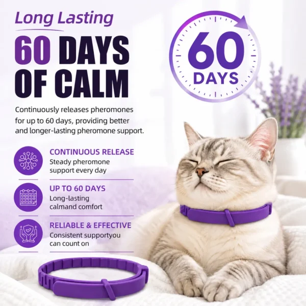 Cat Calming Collar 4 Pack, Adjustable Pheromone Calming Collars for Cats, Waterproof Anxiety Relief Collar for Stress, Breakaway Design, Fits Cats, Small Dogs and Puppies