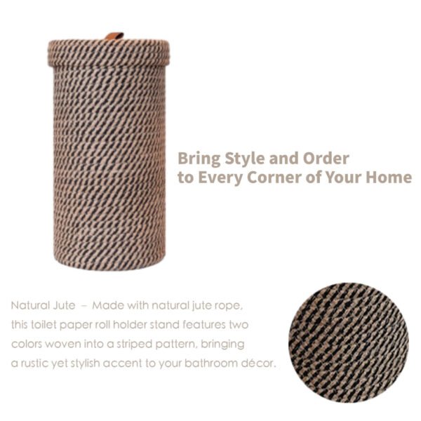 Handmade Woven Toilet Paper Holder with Lid, Freestanding Bathroom Storage Basket for 3 Mega Rolls, Cotton Rope Organizer