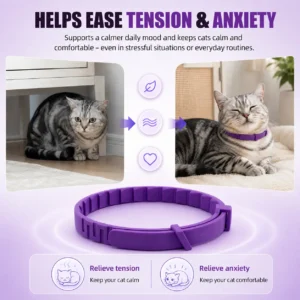 Cat Calming Collar 4 Pack, Adjustable Pheromone Calming Collars for Cats, Waterproof Anxiety Relief Collar for Stress, Breakaway Design, Fits Cats, Small Dogs and Puppies