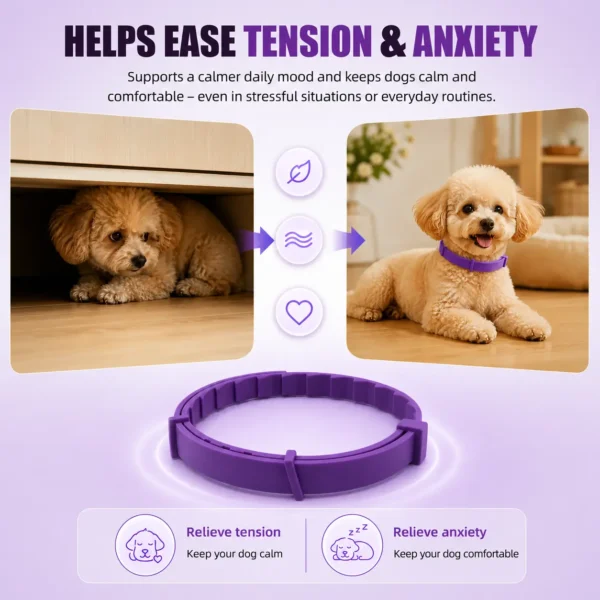 Dog Calming Collar 4 Pack, Adjustable Pheromone Calming Collars for Dogs, Waterproof Anxiety Relief Collar, Long Lasting 60 Days, Fits Small Medium and Large Dogs