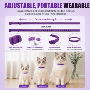 Cat Calming Collar 4 Pack, Adjustable Pheromone Calming Collars for Cats, Waterproof Anxiety Relief Collar for Stress, Breakaway Design, Fits Cats, Small Dogs and Puppies