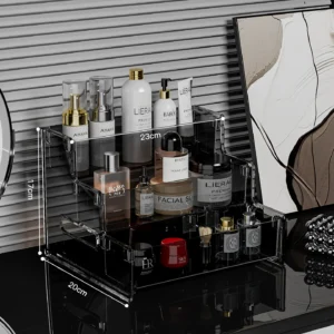 Cosmetic Storage Box with Drawers, 3-Tier Perfume Display Organizer for Vanity, Dressing Table and Bathroom Use, for Skincare, Beauty Products and Small Jewelry Storage